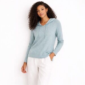 Vineyard Vines Womens Cashmere Linen Blend Hoodie Sweater XS Light Blue Coastal
